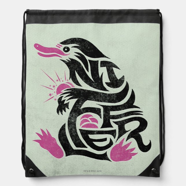 NIFFLER™ Typography Graphic Drawstring Bag (Front)