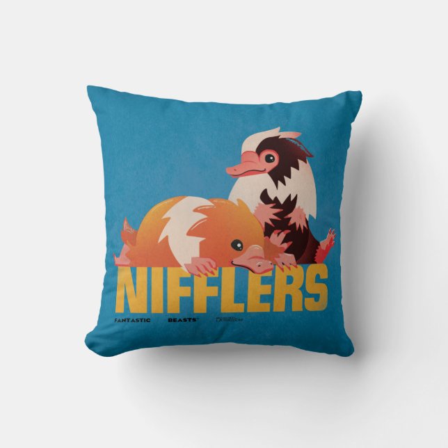 Nifflers Vintage Graphic Throw Pillow (Front)