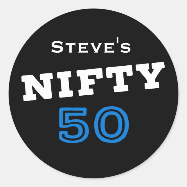 Nifty 50 Birthday Classic Round Sticker (Front)