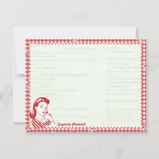 Nifty 50's Posie Gal Personalized Flat Note Cards (Front)