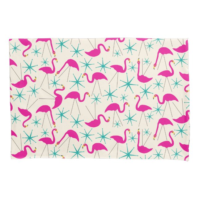 Nifty fifties - flamingos and stars pillow cases (Front-Left)