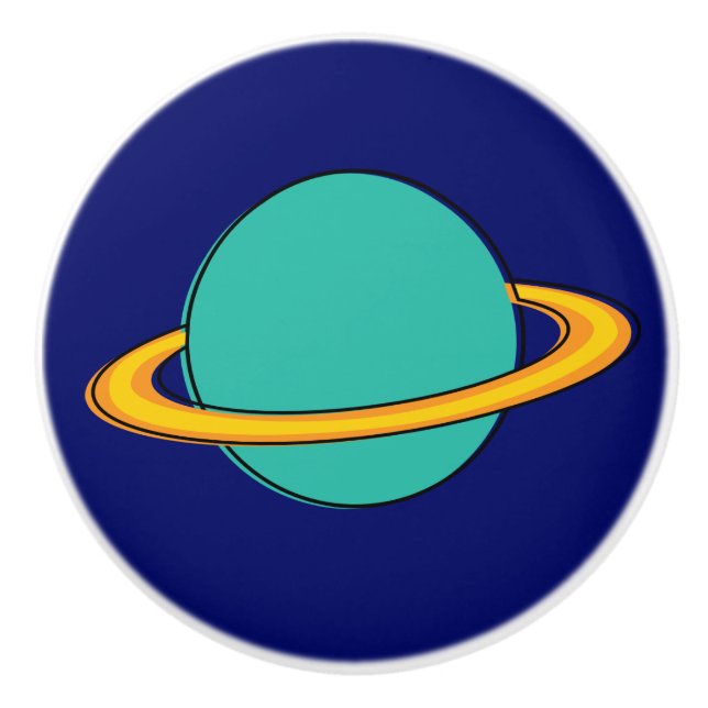 Nifty fifties - green ringed planet knob (Front)