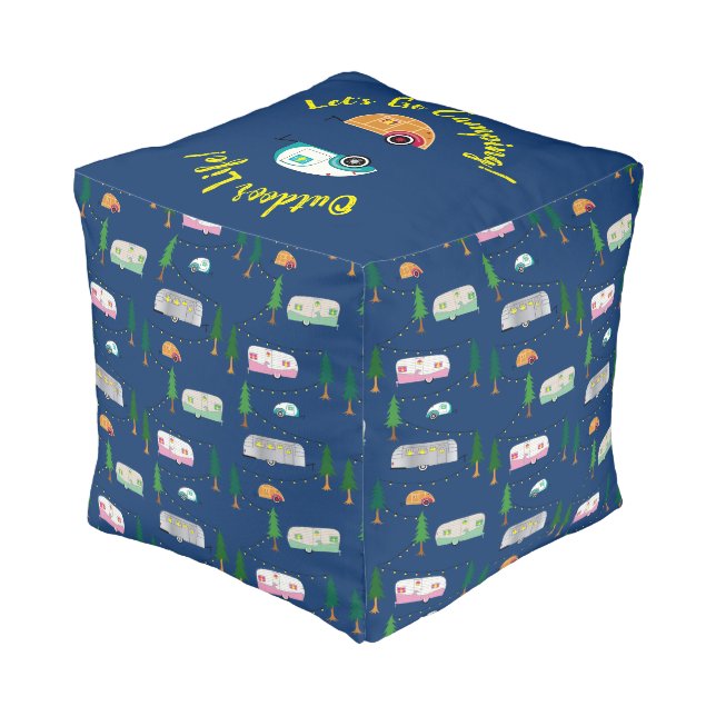 Nifty Fifties Retro Campers Pouf (Angled Front)