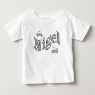 "Nigel" Name With Vintage Fire Trucks, Baby T-Shirt