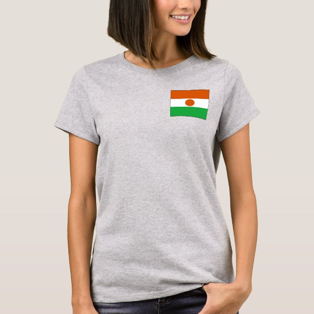 Niger Flag and Map dk T-Shirt (Front)