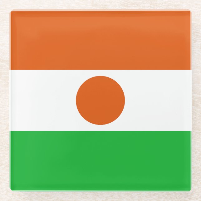 Niger Flag Glass Coaster (Front)