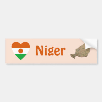 Niger Flag Heart + Map Bumper Sticker