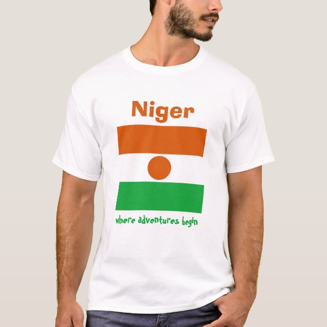 Niger Flag + Map + Text T-Shirt (Front)