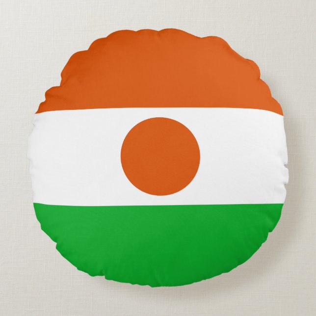 Niger Flag Round Pillow (Front)