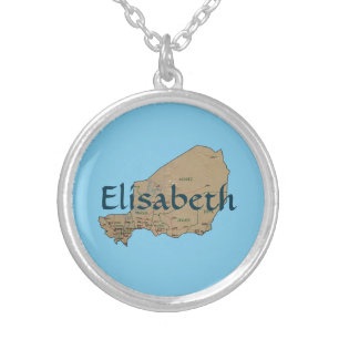Niger Map + Name Necklace