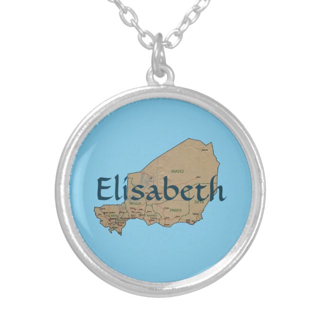 Niger Map + Name Necklace (Front)