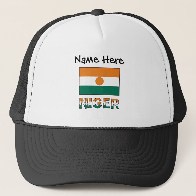 Niger Nigerian Flag Black Personalization  Trucker Hat (Front)