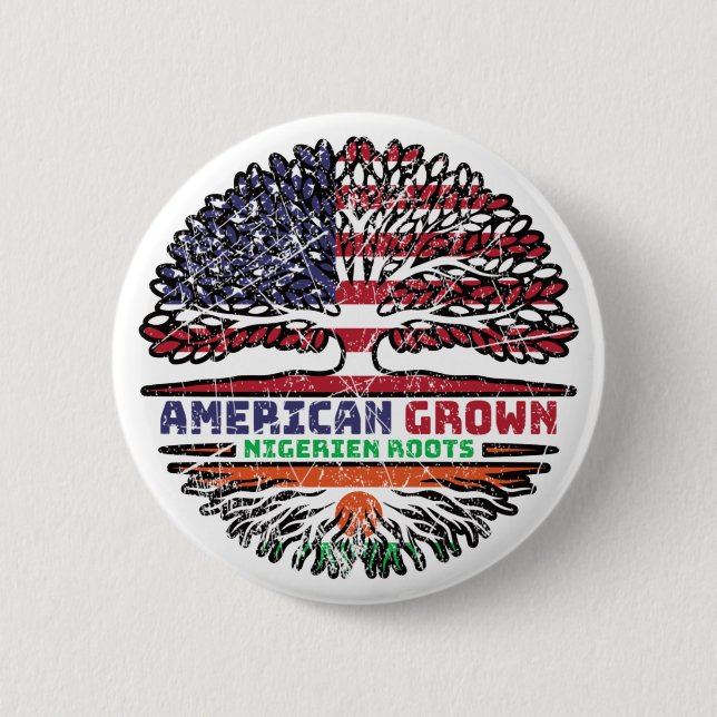 Niger Nigerien American USA Tree Roots Flag Button (Front)