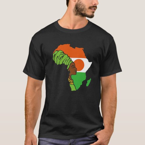 Niger Nigerien Flag Africa Map Ethnic Heritage Bla T_Shirt