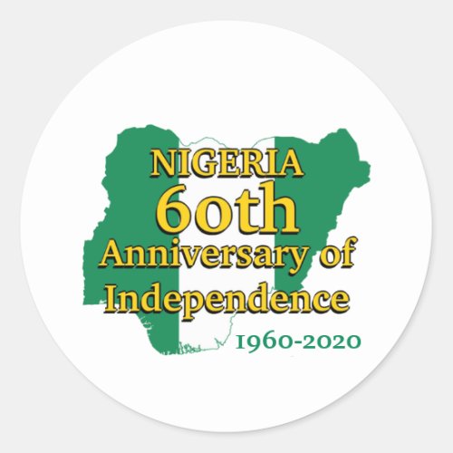 NIGERIA 60th Anniversary Independence  Nigerian Classic Round Sticker