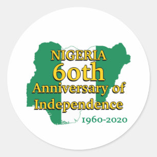 NIGERIA 60th Anniversary Independence Nigerian Classic Round Sticker