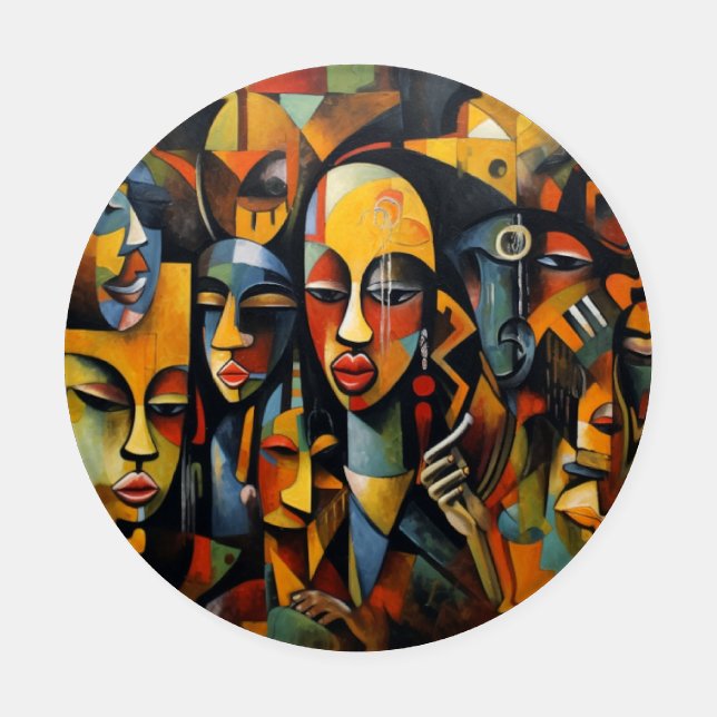 Nigeria Abstract Art, African Art Coaster Set (Single)