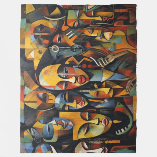 Nigeria Abstract Art, African Art Fleece Blanket (Front)