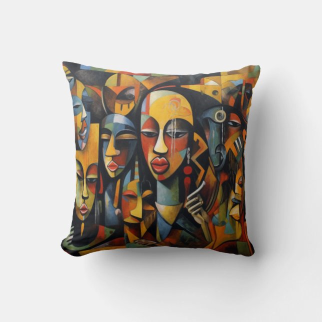 Nigeria Abstract Art, African Art Throw Pillow (Front)