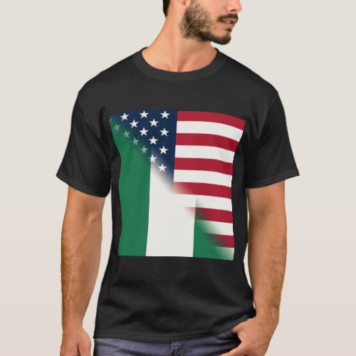 Nigeria America Flag  United States Half Nigerian T_Shirt