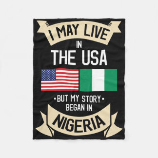 Nigeria American Flag Usa Nigerian Roots Gifts For Fleece Blanket