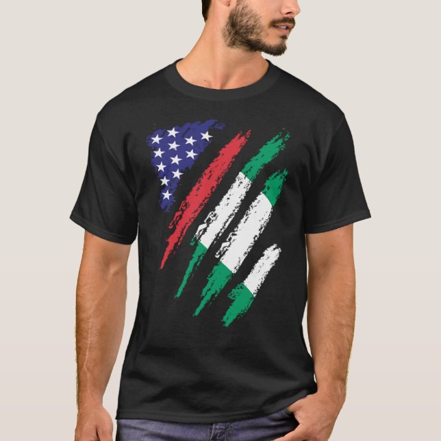Nigeria American Grown Flag USA Patriot Heritage M T-Shirt (Front)