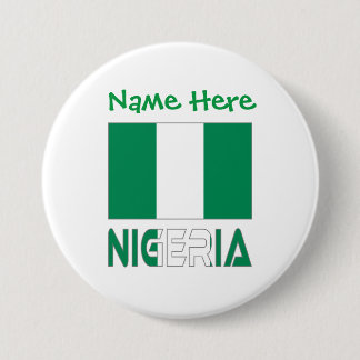 Nigeria and Nigerian Flag Green Personalization  Button