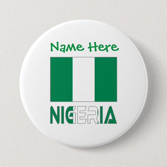 Nigeria and Nigerian Flag Green Personalization  Button (Front)