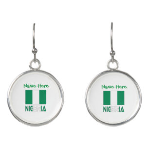 Nigeria and Nigerian Flag Green Personalization  Earrings