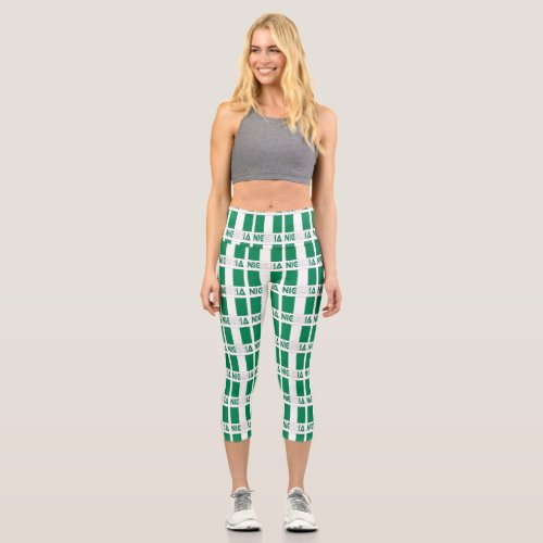 Nigeria and Nigerian Flag Tiled Capri Leggings