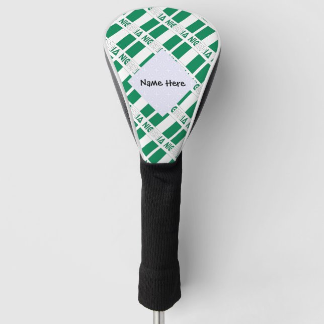 Nigeria and Nigerian Flag Tiled Personalized  Golf Head Cover (Front)