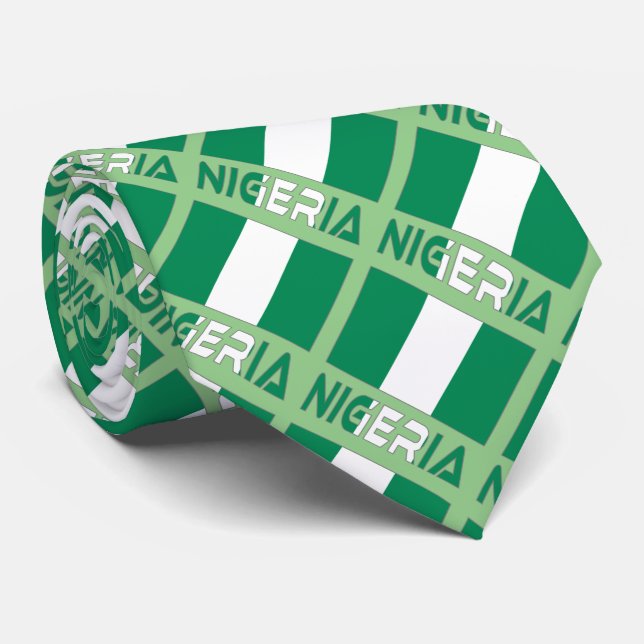Nigeria and Nigerian Flag Tiled Tie (Rolled)