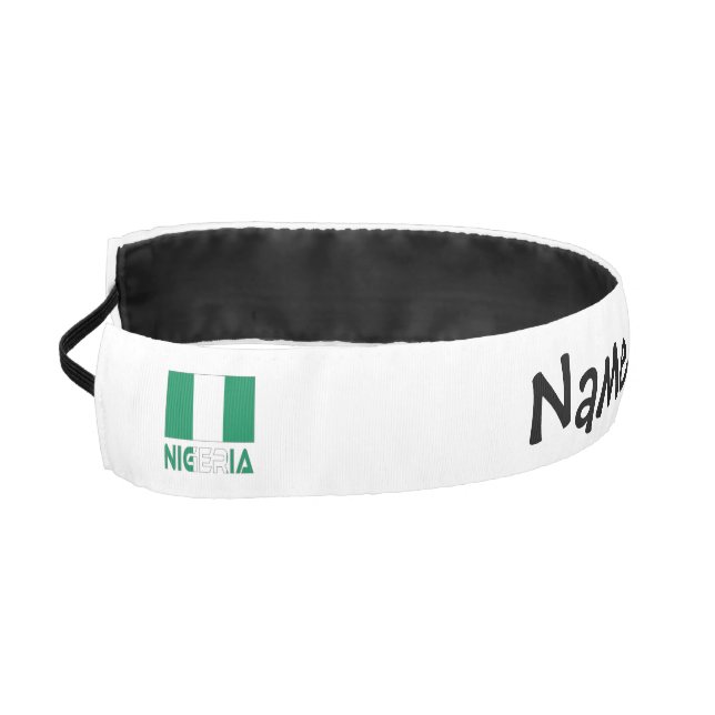 Nigeria and Nigerian Flag with Your Name Athletic Headband (Left)