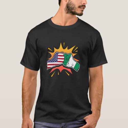 Nigeria and the USA fist bump greeting T_Shirt