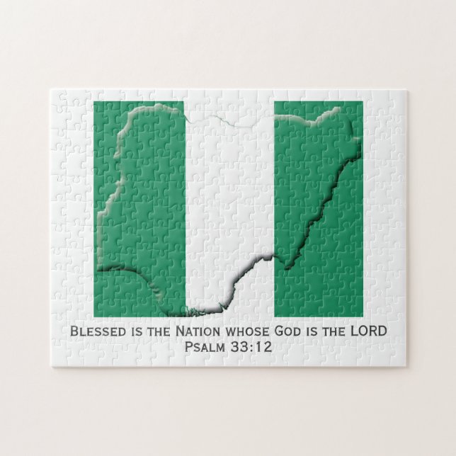 NIGERIA | Blessed Nation | NIGERIAN FLAG Jigsaw Puzzle (Horizontal)