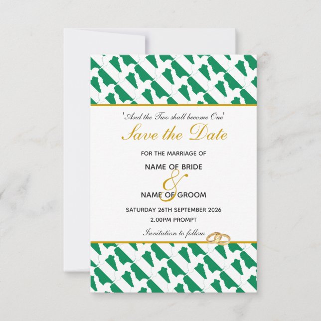 NIGERIA Christian Celebration Wedding Save The Date (Front)