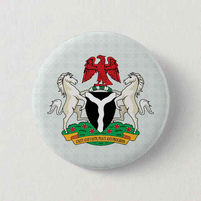 Nigeria Coat of Arms detail Button Zazzle