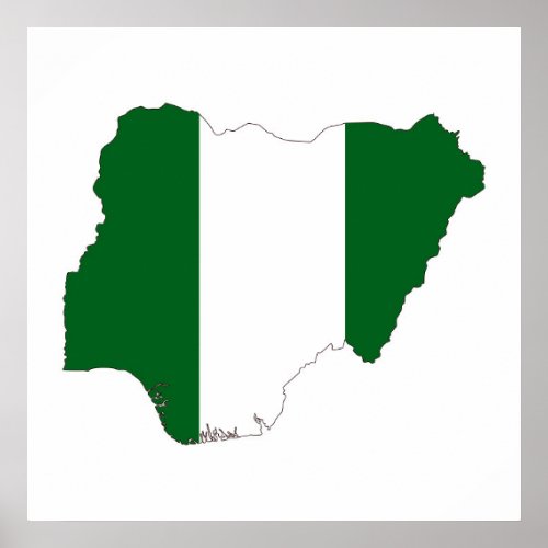 nigeria country flag map shape symbol poster