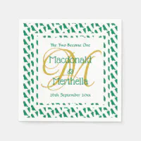 Set of 100 Personalized Wedding Party Monogrammed Name Napkins, Bulk names  napkins