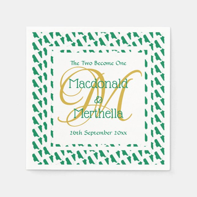 NIGERIA Custom Monogram Wedding Celebration Paper Napkins (Front)