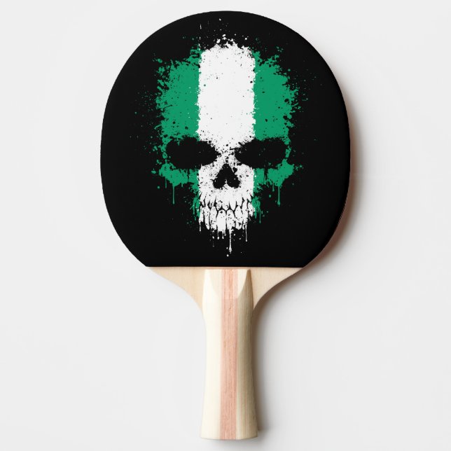 Nigeria Dripping Splatter Skull Ping-Pong Paddle (Front)