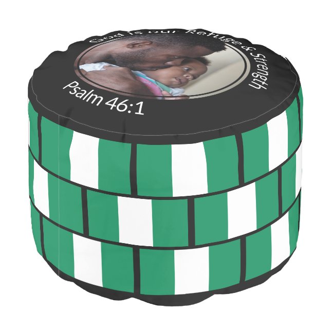 NIGERIA FLAG Add Photo | Christian Scripture Pouf (Angled Back)
