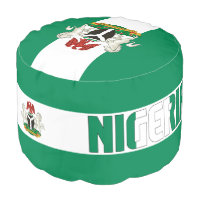 Nigeria Flag and Coat of Arms Patriotic Round Pouf