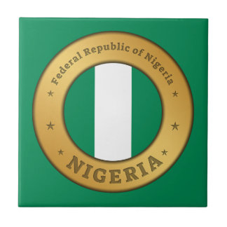 Nigeria Flag Badge Ceramic Tile