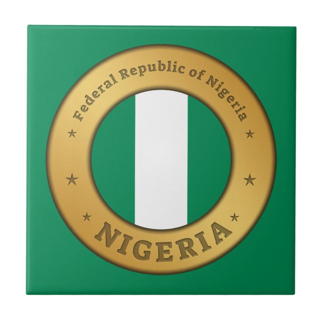 Nigeria Flag Badge Ceramic Tile (Front)