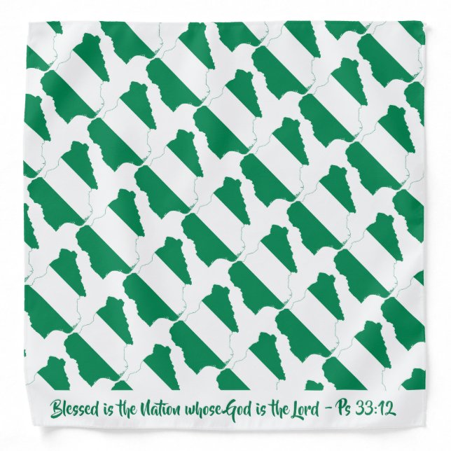 NIGERIA FLAG Blessed Nation Neckerchief Cravat Bandana (Front)