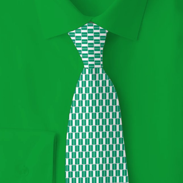 Nigeria Flag Brick Pattern Neck Tie (Creator Uploaded)