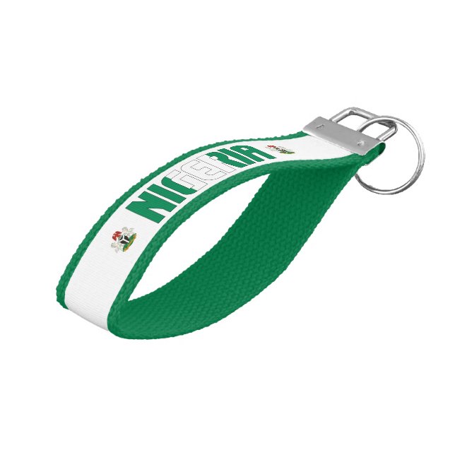 Nigeria Flag Charming Patriotic Wrist Wrist Keychain (Angled Up)