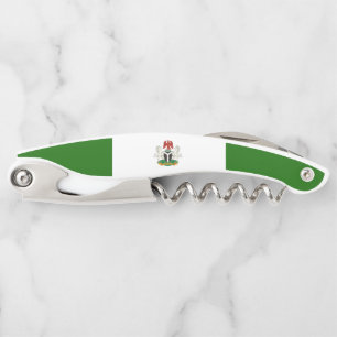 Nigeria flag-coat arms waiter's corkscrew