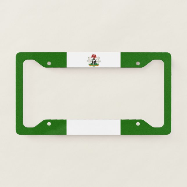 Nigeria flag-coat of arms license plate frame (Front)